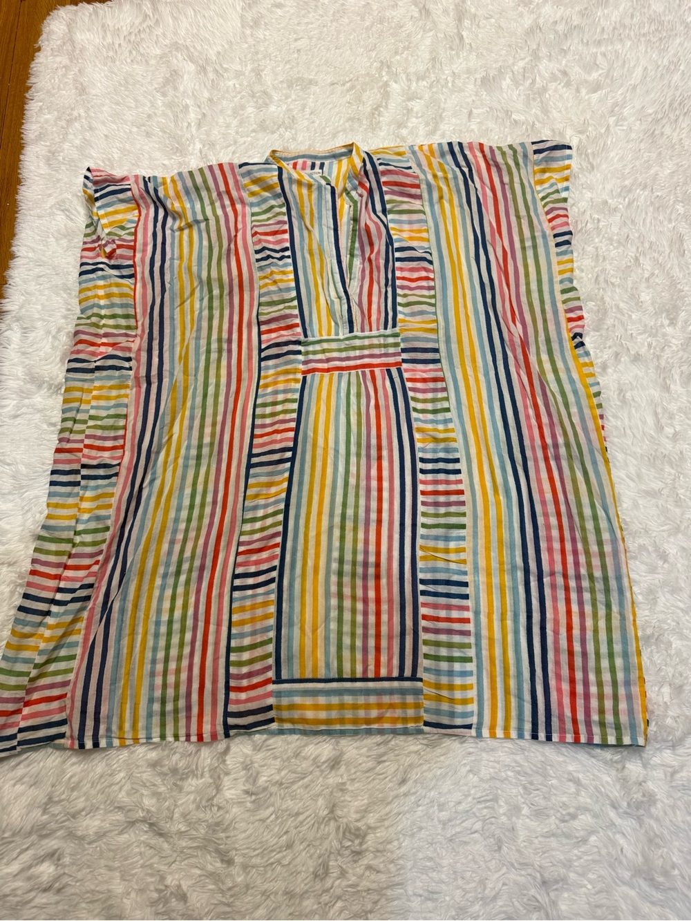 EMERSON FRY Short Caftan Coverup Rainbow Stripe - Picture 9 of 16